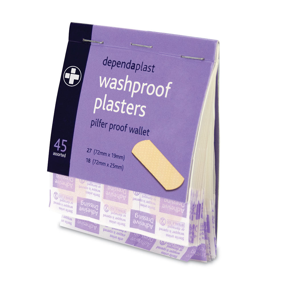Dependaplast Pilfer Proof Plasters Refill Box - 5 Wallets of 45 Washproof Plasters