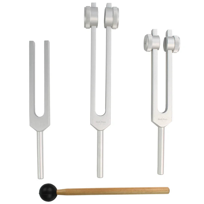 MediPro Tuning Fork & Hammer Bundle - 128Hz, 256Hz & 512Hz