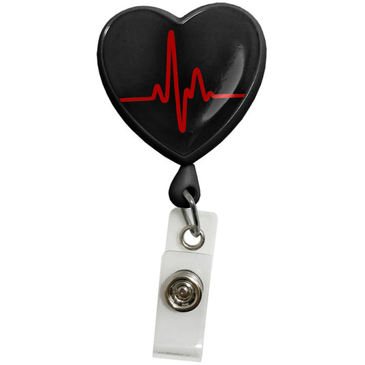 Retracteze™ ID Holder EKG Heart Black