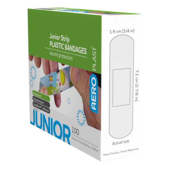 AEROPLAST Plastic Junior Strip 7.2 x 1.9cm Box/100