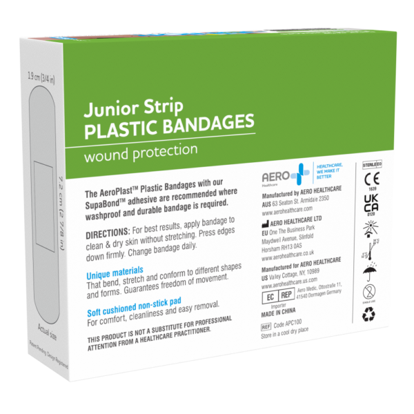 AEROPLAST Plastic Junior Strip 7.2 x 1.9cm Box/100