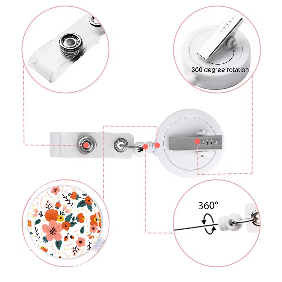 Floral Retractable Badge Reel - Various Styles