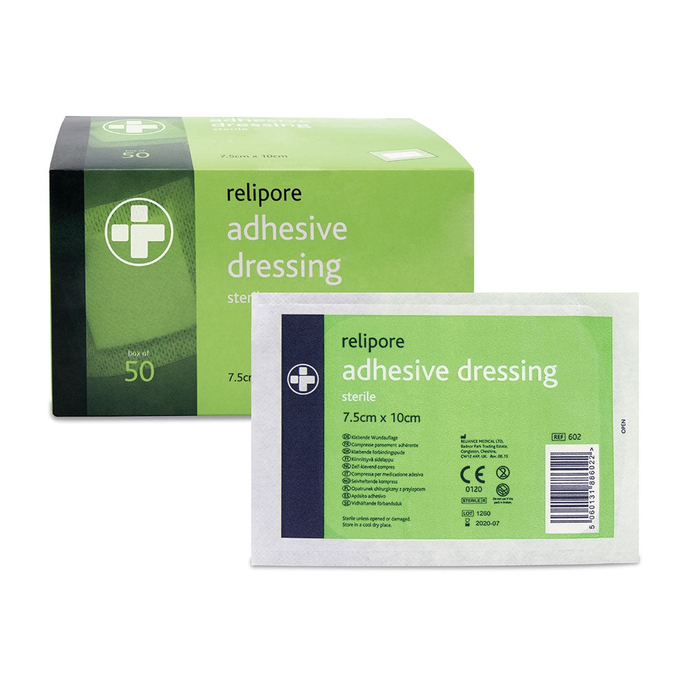 Relipore Adhesive Dressing Pads 7.5cm x 10cm Box of 50