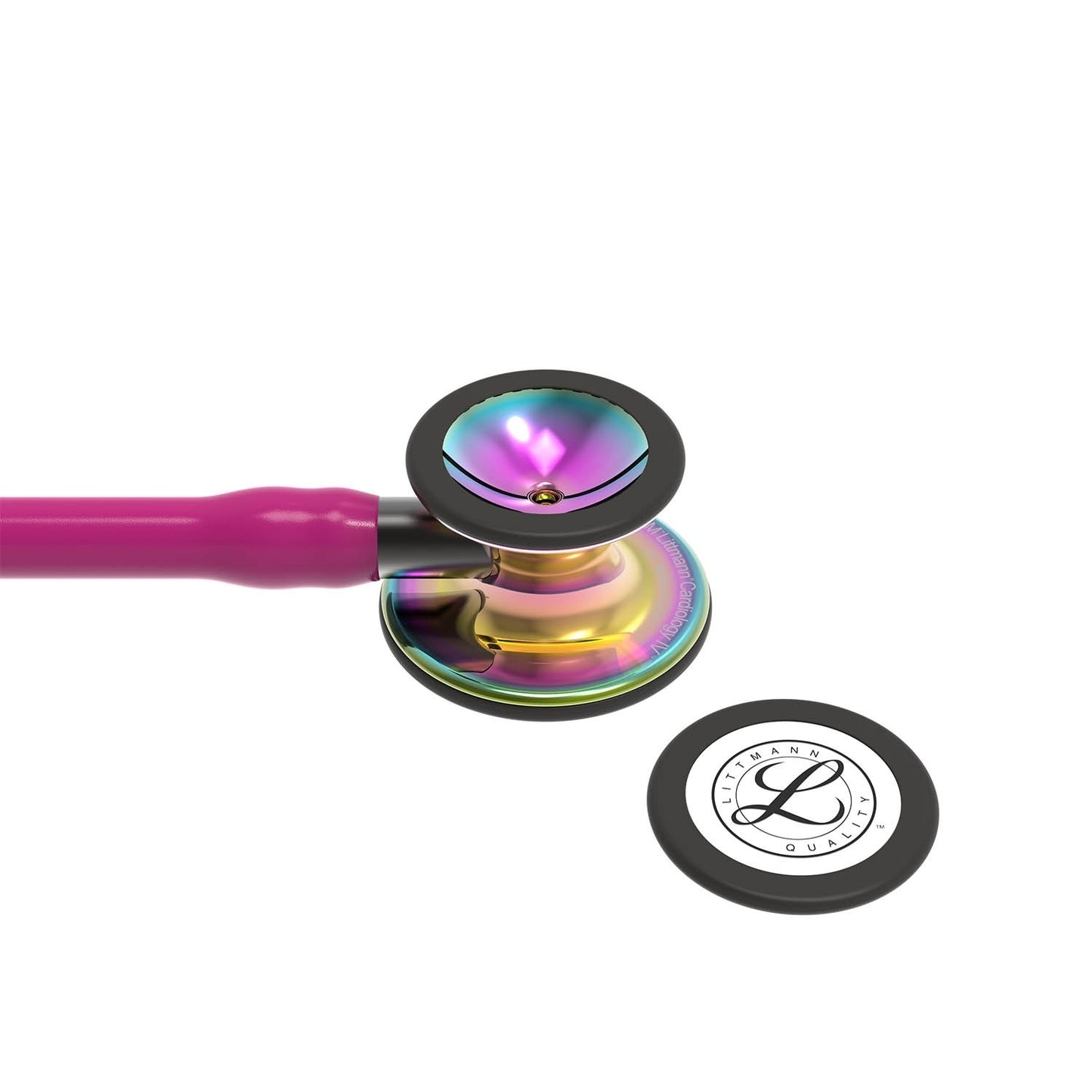 Littmann Cardiology IV Diagnostic Stethoscope: High Polish Rainbow & Raspberry - Smoke Stem 6241