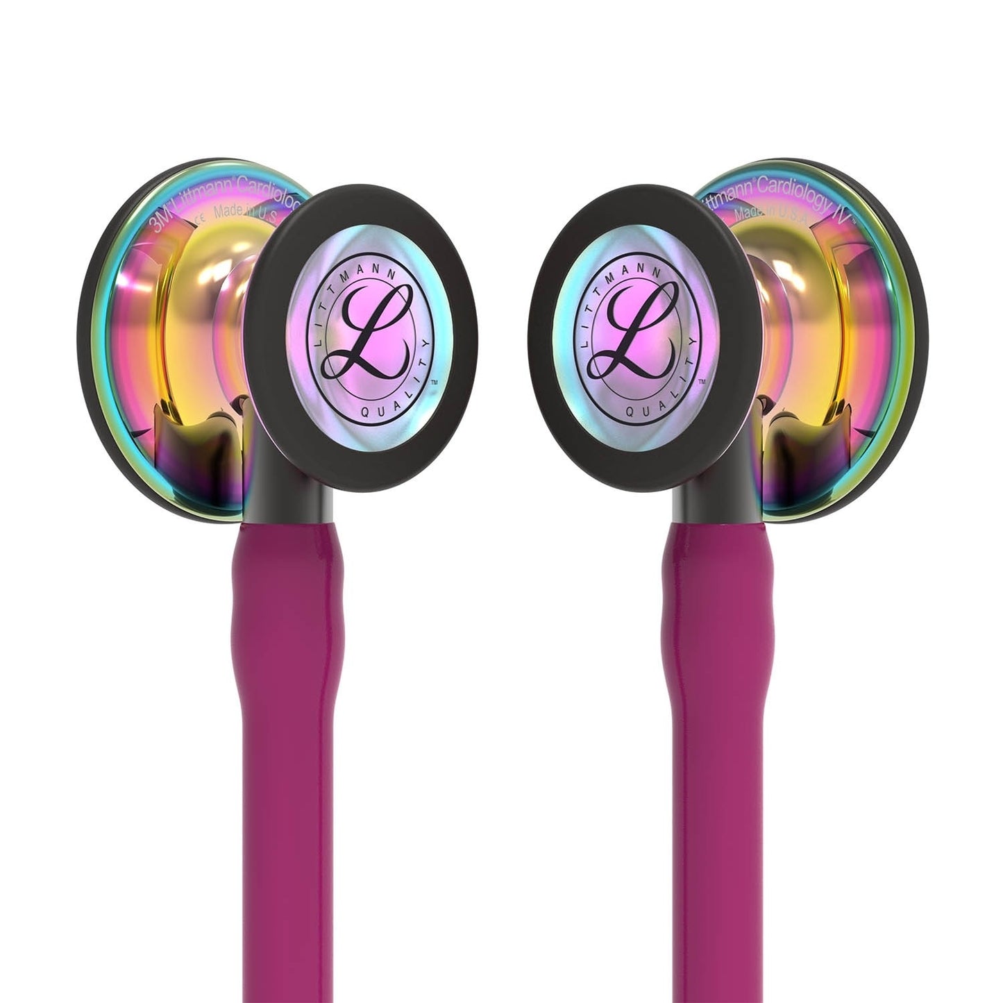 Littmann Cardiology IV Diagnostic Stethoscope: High Polish Rainbow & Raspberry - Smoke Stem 6241