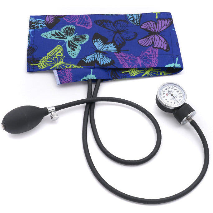 Premium Adult Aneroid Sphygmomanometer- Butterflies  Navy