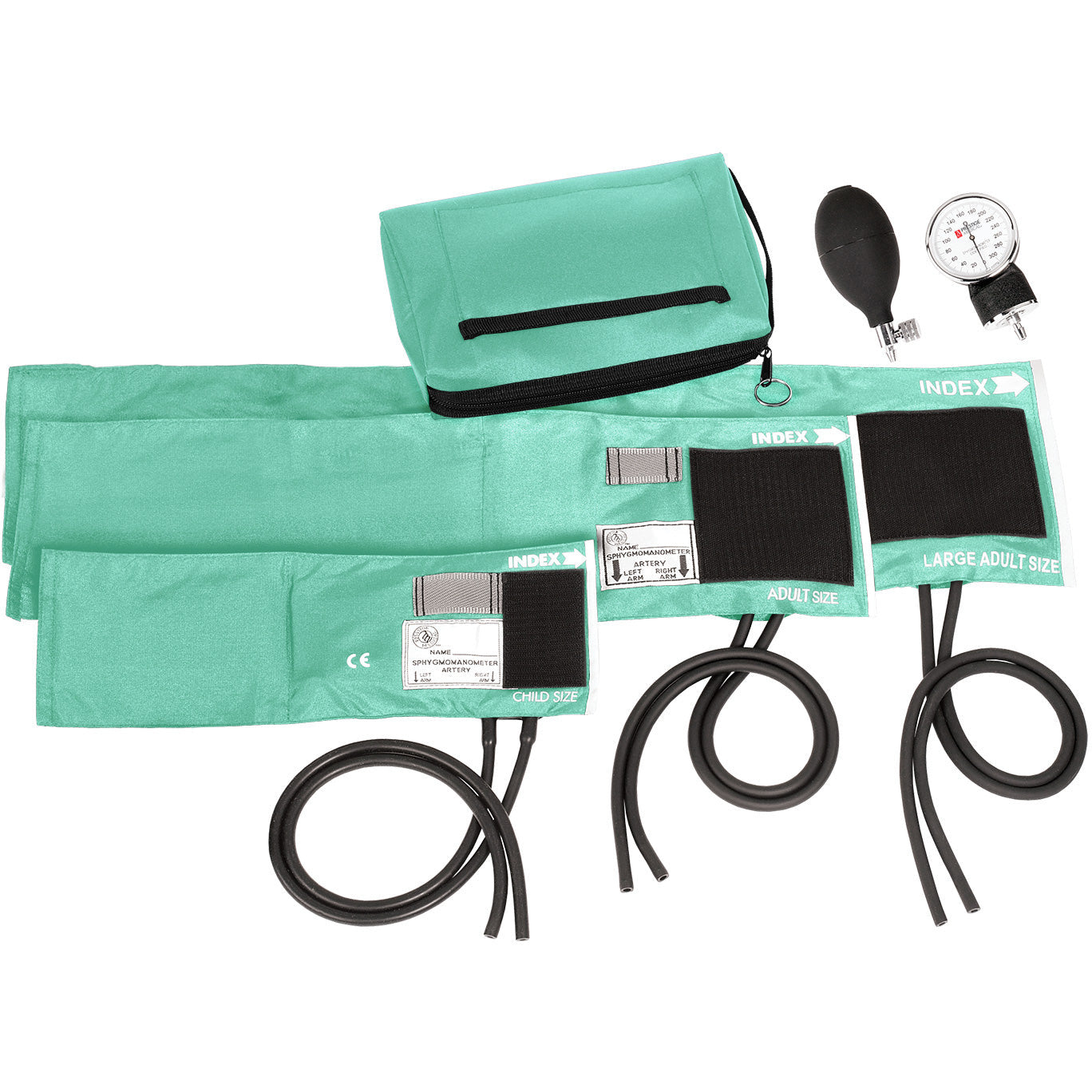 3-in-1 Aneroid Sphygmomanometer Set with Carry Case Aqua Sea