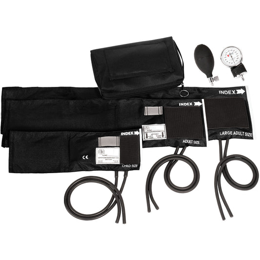 3-in-1 Aneroid Sphygmomanometer Set with Carry Case Black
