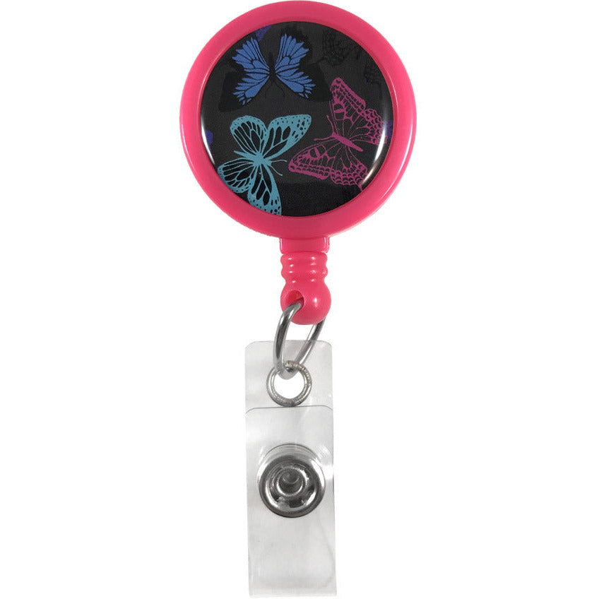 Retracteze™ ID Holder Butterflies Grey