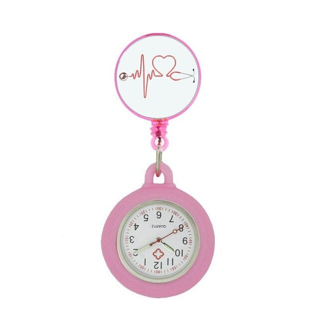 Nurses Fob Watch - Pink Heart Beat