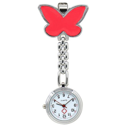 Red Butterfly  Medical Fob Watch
